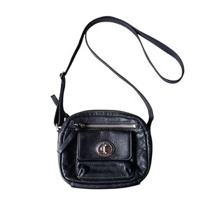 Danier Black Leather Mini Crossbody Bag Contrast Stitching